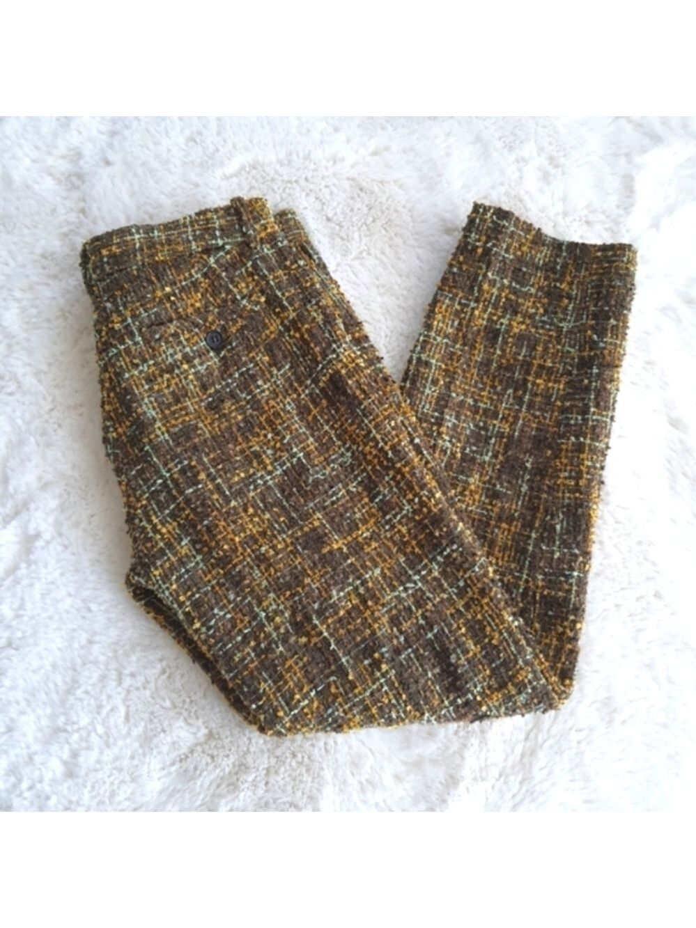 J.Crew Tweed Café Capri Pants Womens 0 Green Multi Color City Fit